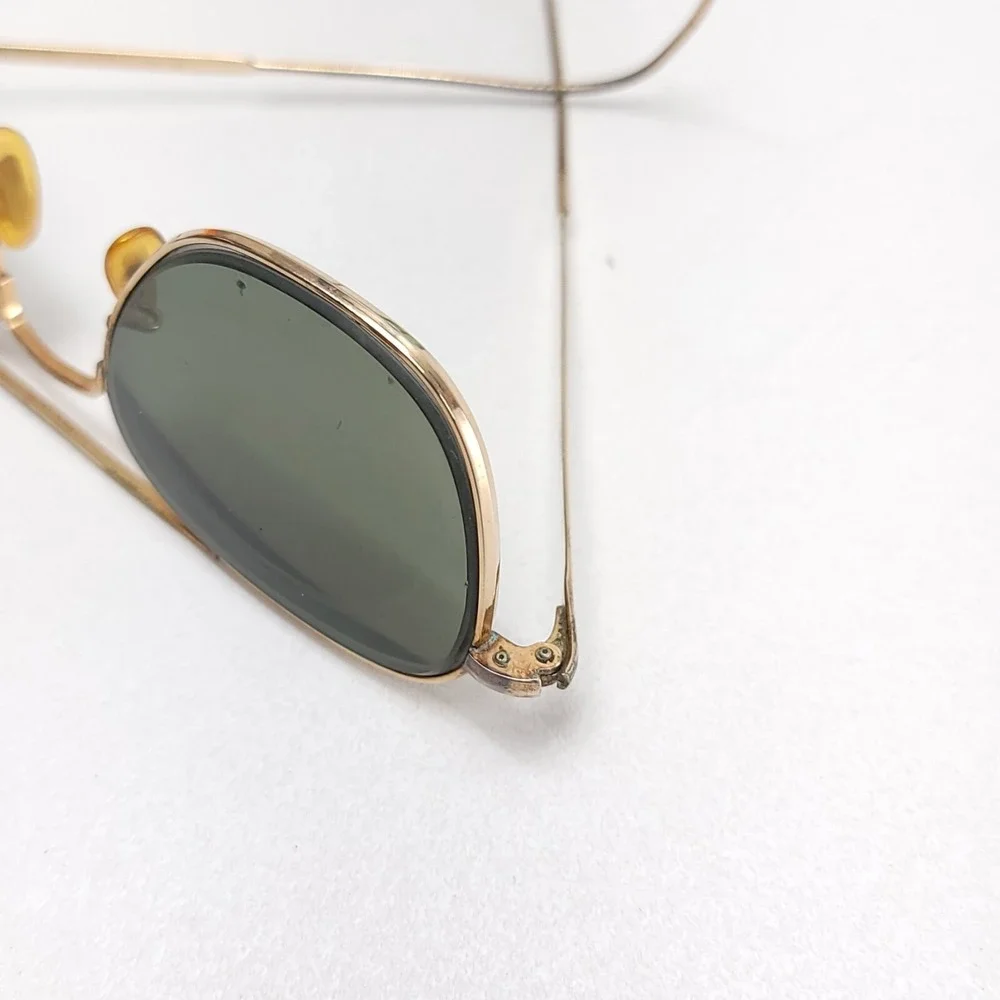 Vtg AO American Optical 12K GF 1/10 Gold‎ Aviator Sunglasses FRAMES 63mm Cable